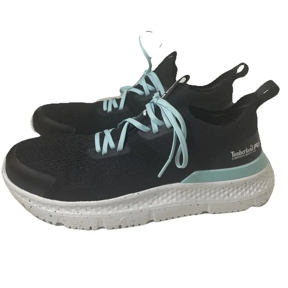 Timberland PRO Setra Womens Shoes Sz 7.5 M Black Knit Composite Toe Sneakers